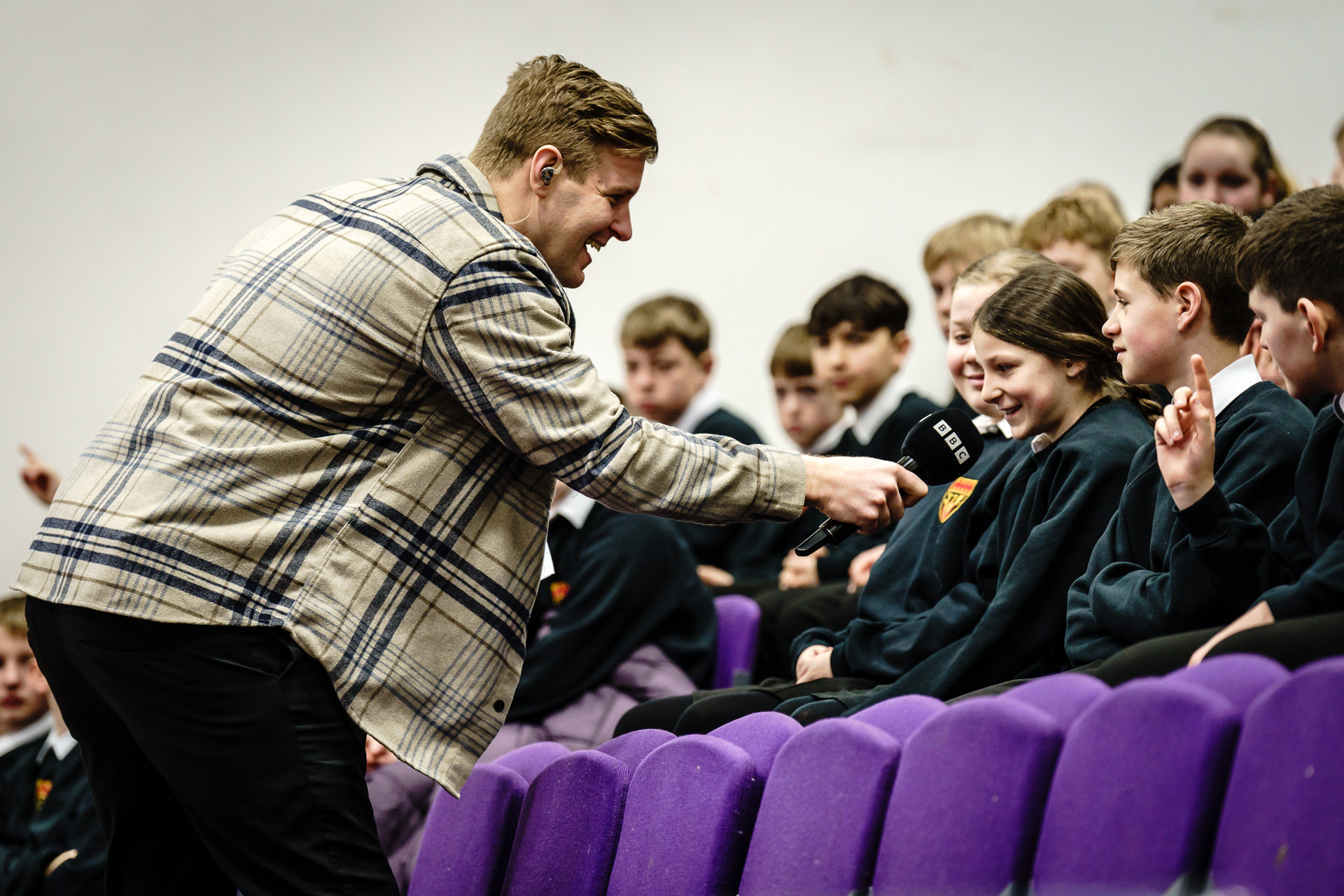 James Threlfall speaking with some of our students